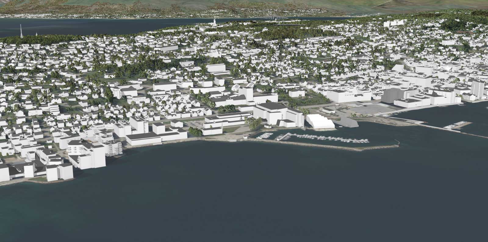 3d-illustrasjon midtre del av bebyggelse tromsøya
