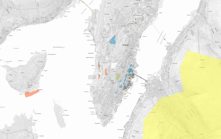 Skjermbilde som viser hvordan det digitale kulturkartet til Tromsø kommune ser ut