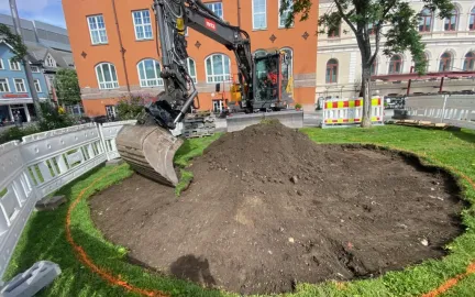 Gravearbeid i Kirkaparken