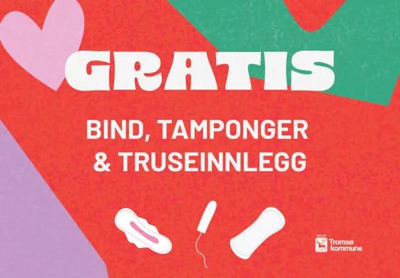 Illustrasjon som viser gratis bind og tamponger Illustrasjon som viser gratis bind og tamponger