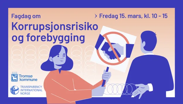 Illustrasjonsplakat for fagdag om korrupsjonsrisiko og forebygging - 15 mars 2024