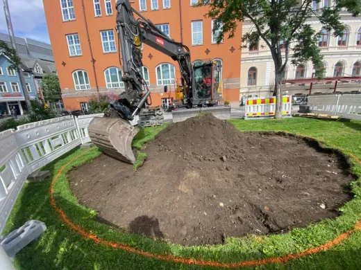 Gravearbeid i Kirkaparken